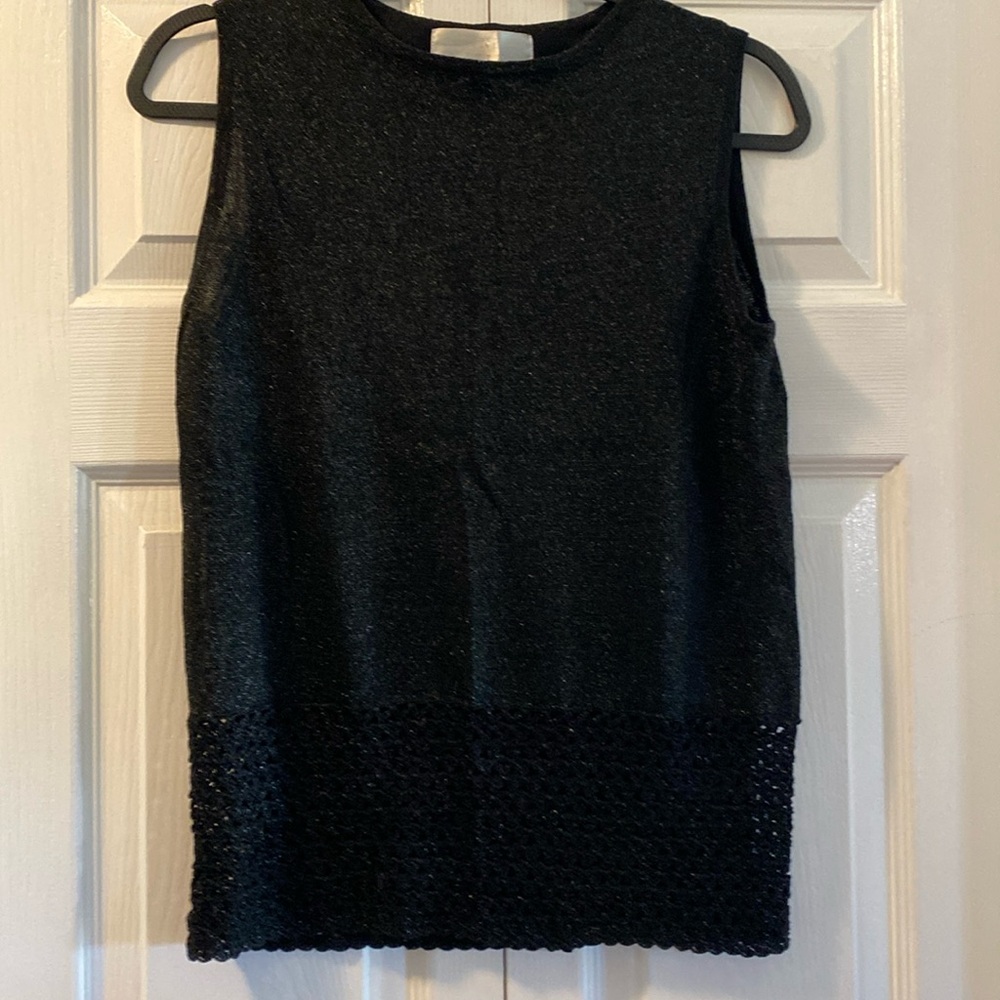 Kenneth Miller L top . Sparkly black with decorative bottom.